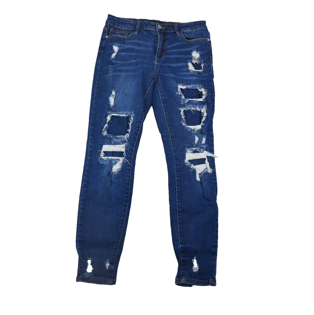 Judy Blue Jeans Womens 11/30 (29x27) Skinny Distressed Blue Denim